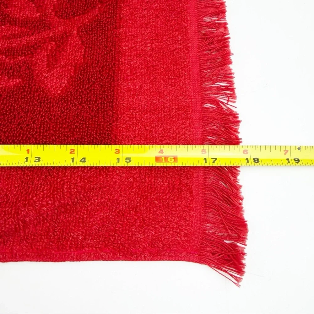Vintage Sears Royal Touch Floral Hand Towel Granny Core Red Rose Fringe